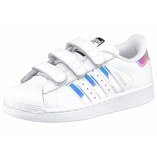 Białe trampki dziecięce Adidas Originals na rzepy skórzane 