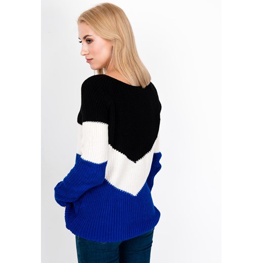 Wielokolorowy sweter damski Zoio z okrągłym dekoltem na zimę 