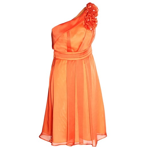 Sukienka Fokus bez wzorów pomarańczowy na sylwestra z szyfonu 