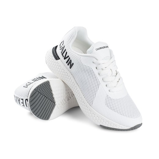 Buty sportowe damskie białe Calvin Klein sneakersy w stylu młodzieżowym bez wzorów wiązane 