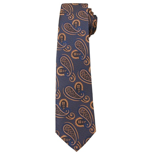 Granatowo-Pomarańczowy Elegancki Krawat w Łezki -ALTIES- 6 cm, Paisley, Męski KRALTS0249 ze sklepu JegoSzafa.pl w kategorii Krawaty - zdjęcie 63017968
