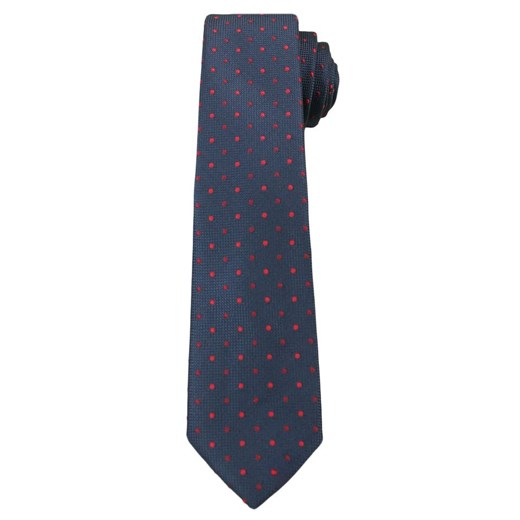 Granatowy Elegancki Krawat Męski -ALTIES- 6 cm, w Czerwone Kropki KRALTS0268 ze sklepu JegoSzafa.pl w kategorii Krawaty - zdjęcie 63017976