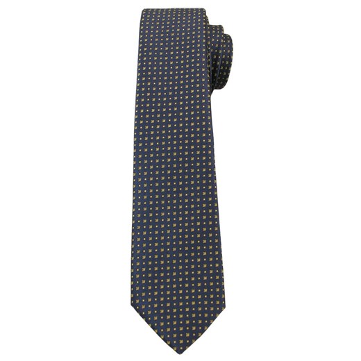 Granatowy Elegancki Krawat Męski -ALTIES- 6 cm, w Żółte Kwadraciki KRALTS0267 ze sklepu JegoSzafa.pl w kategorii Krawaty - zdjęcie 63017978