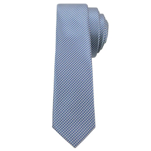 Niebieski Stylowy Krawat (Śledź) Męski -ALTIES- 5 cm, Wąski, w Pepitkę, Drobny Rzucik KRALTStani0240 Alties   JegoSzafa.pl