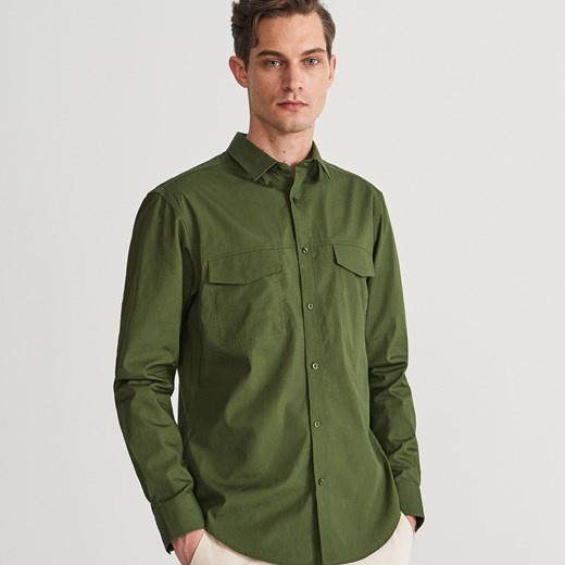 Koszula męska Reserved zielona z długim rękawem 