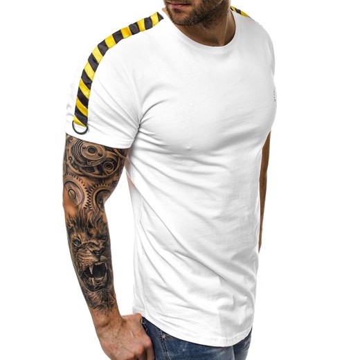 T-shirt męski biały Ozonee.pl z krótkimi rękawami 