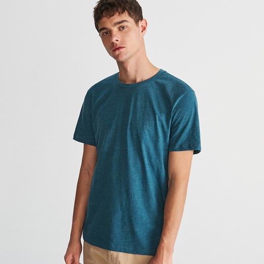 T-shirt męski niebieski Reserved z krótkimi rękawami casual 