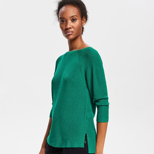 Sweter damski zielony Reserved gładki/gładka 