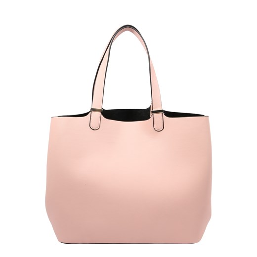 Shopper bag Pieces bez dodatków różowa na ramię 