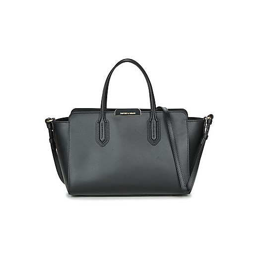 Shopper bag Emporio Armani matowa czarna bez dodatków elegancka mieszcząca a8 