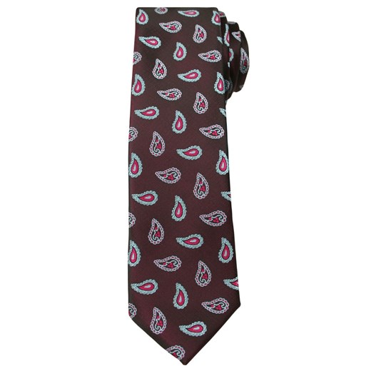 Brązowy Elegancki Krawat w Łezki -Angelo di Monti- 6 cm, Męski, Paisley KRADM1494 ze sklepu JegoSzafa.pl w kategorii Krawaty - zdjęcie 63117725