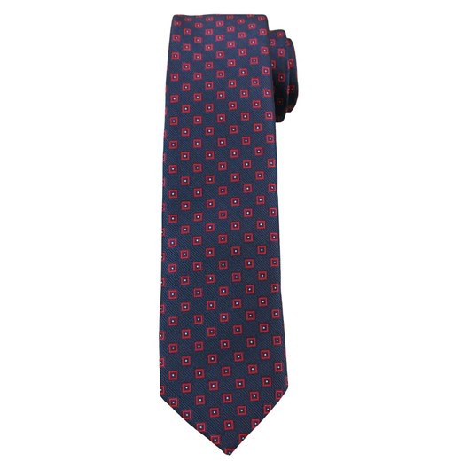 Ciemnogranatowy Elegancki Krawat -Angelo di Monti- 6 cm, Męski, W Czerwone Kwadraciki KRADM1521 ze sklepu JegoSzafa.pl w kategorii Krawaty - zdjęcie 63117727