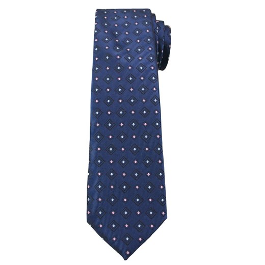 Ciemny Granatowy Elegancki Krawat -Angelo di Monti- 6 cm, Męski, Wzór Geometryczny KRADM1517 ze sklepu JegoSzafa.pl w kategorii Krawaty - zdjęcie 63117737