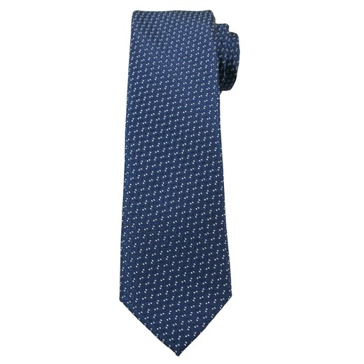 Granatowy Elegancki Krawat -Angelo di Monti- 6 cm, Męski, w Biały Drobny Wzór KRADM1518 ze sklepu JegoSzafa.pl w kategorii Krawaty - zdjęcie 63117755
