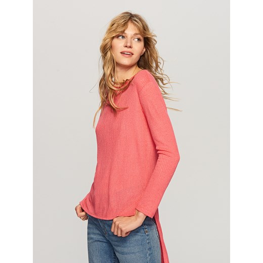 Reserved - Sweter o asymetrycznej długości - Różowy