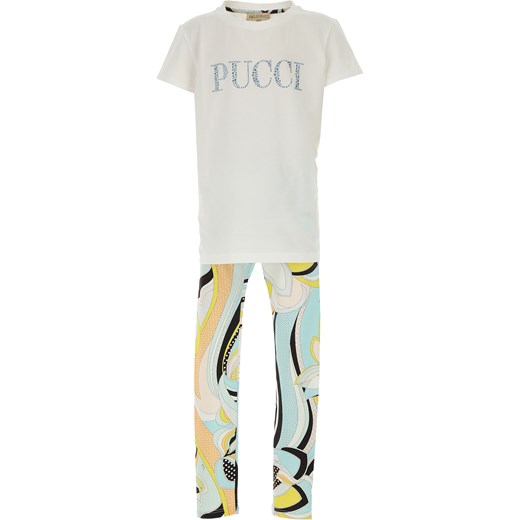 Spodnie dziewczęce Emilio Pucci wielokolorowe w abstrakcyjnym wzorze 