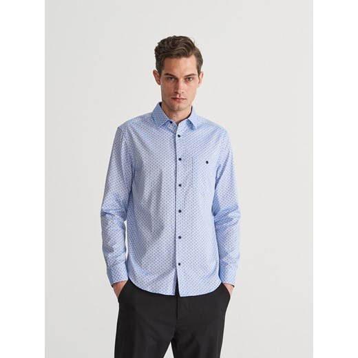 Reserved - Koszula slim fit z drobnym wzorem - Niebieski Reserved  M 