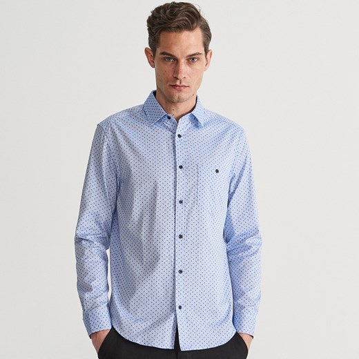 Reserved - Koszula slim fit z drobnym wzorem - Niebieski  Reserved M 