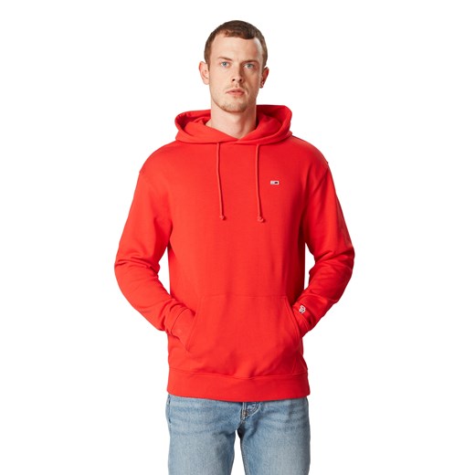 Bluza męska Tommy Jeans czerwona bez wzorów w sportowym stylu 