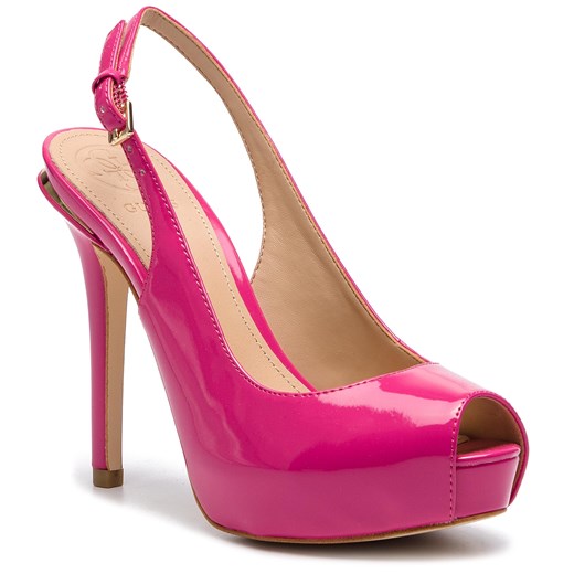 Sandały damskie Guess różowe bez wzorów z klamrą ze skóry ekologicznej 