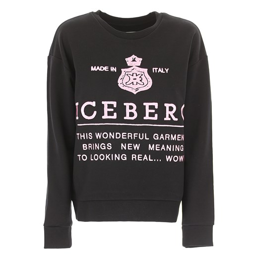Bluza damska Iceberg młodzieżowa czarna krótka z napisami 