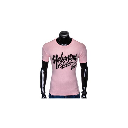 T-shirt męski z nadrukiem S955 - różowy