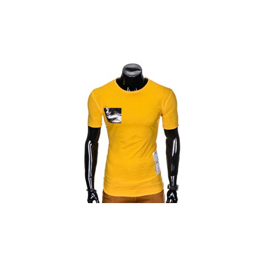T-shirt męski z nadrukiem S983 - żółty
