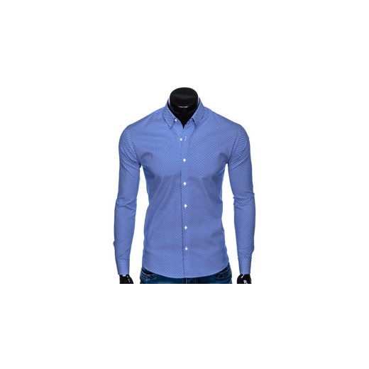 Koszula męska Ombre Clothing niebieska z długim rękawem 
