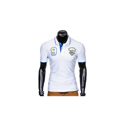 Koszulka męska polo z nadrukiem S908 - biała