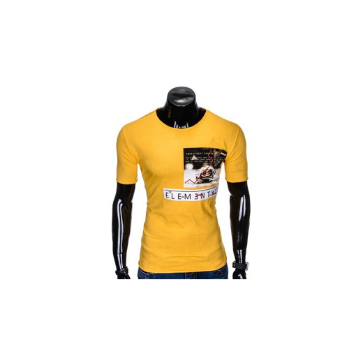 T-shirt męski z nadrukiem S985 - żółty