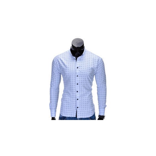 Koszula męska w drobny wzór REGULAR FIT K314 - błękitna