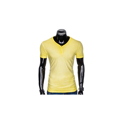 T-shirt męski bez nadruku - żółty S894
