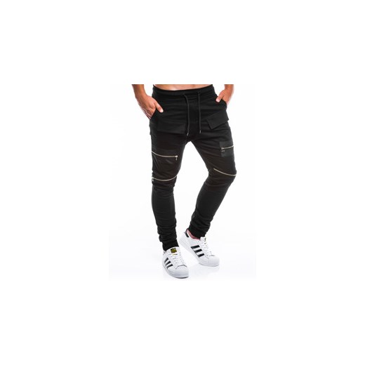 Spodnie męskie joggery P708 - czarne