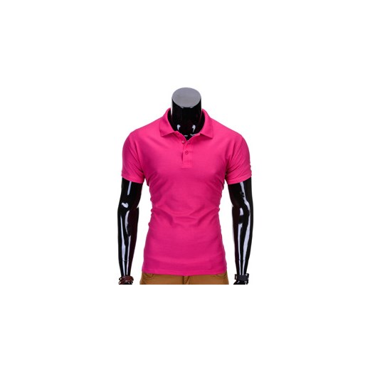 Koszulka męska polo bez nadruku S715 - różowa