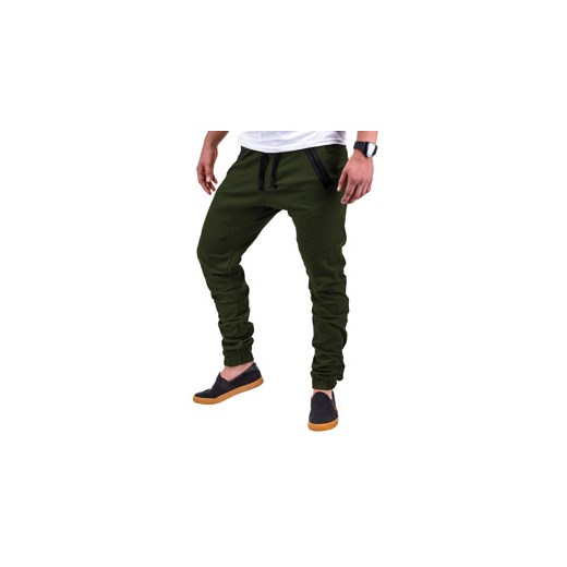 Spodnie męskie joggery P389 - zielone