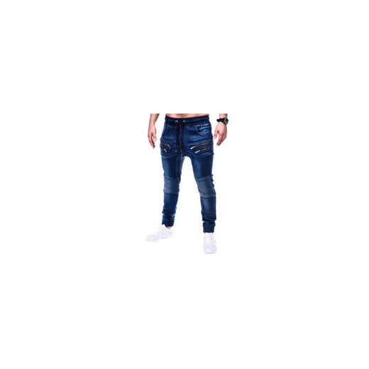 Spodnie męskie jeansowe joggery P405 - granatowe