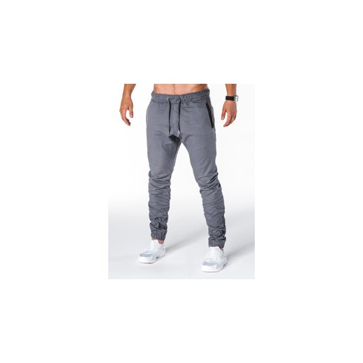 Spodnie męskie joggery P713 - szare