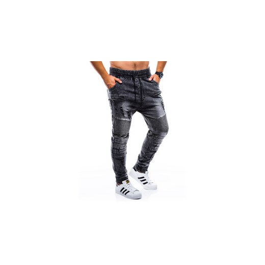 Spodnie męskie joggery P675 - czarne