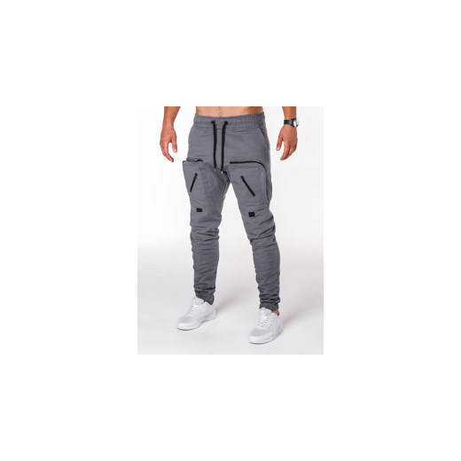 Spodnie męskie joggery P705 - szare