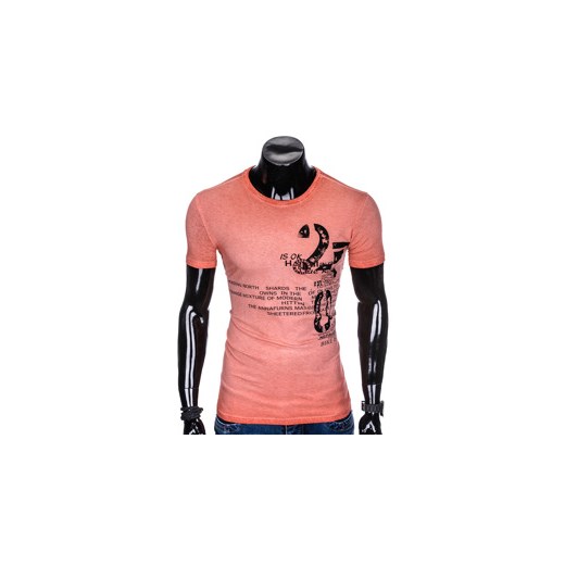 T-shirt męski z nadrukiem S893 - koralowy