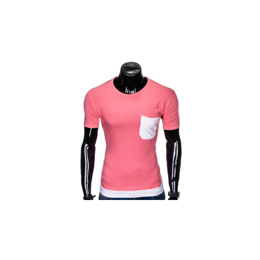 T-shirt męski bez nadruku S963 - różowy