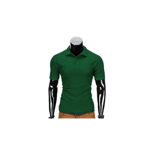 Koszulka męska polo bez nadruku S715 - ciemnozielona