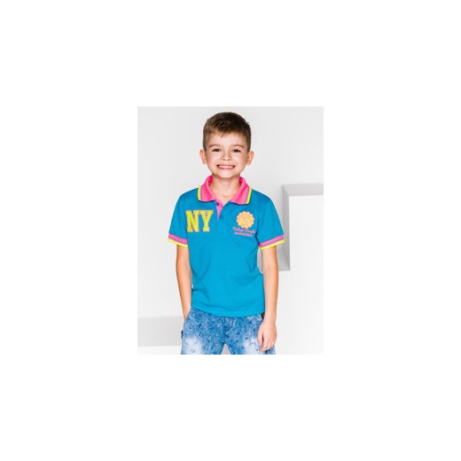 Koszulka dziecięca polo z nadrukiem KS025 - niebieska