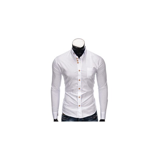 Koszula męska elegancka z długim rękawem K302 - biała