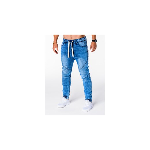 Spodnie męskie jeansowe joggery P174 - jasno-niebieskie