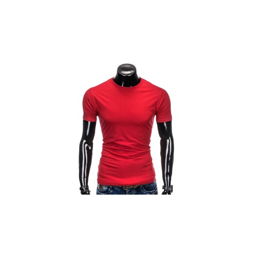 T-shirt męski bez nadruku S884 - czerwony