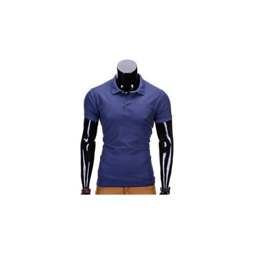 Koszulka męska polo bez nadruku S715 - jasnogranatowa