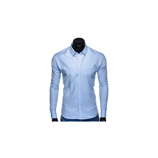 Koszula męska niebieska Ombre Clothing z długimi rękawami 