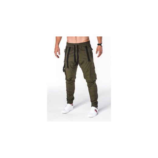 Spodnie męskie joggery P716 - khaki