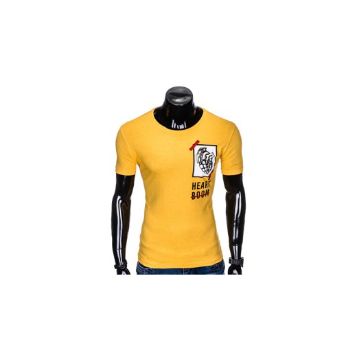 T-shirt męski z nadrukiem S984 - żółty
